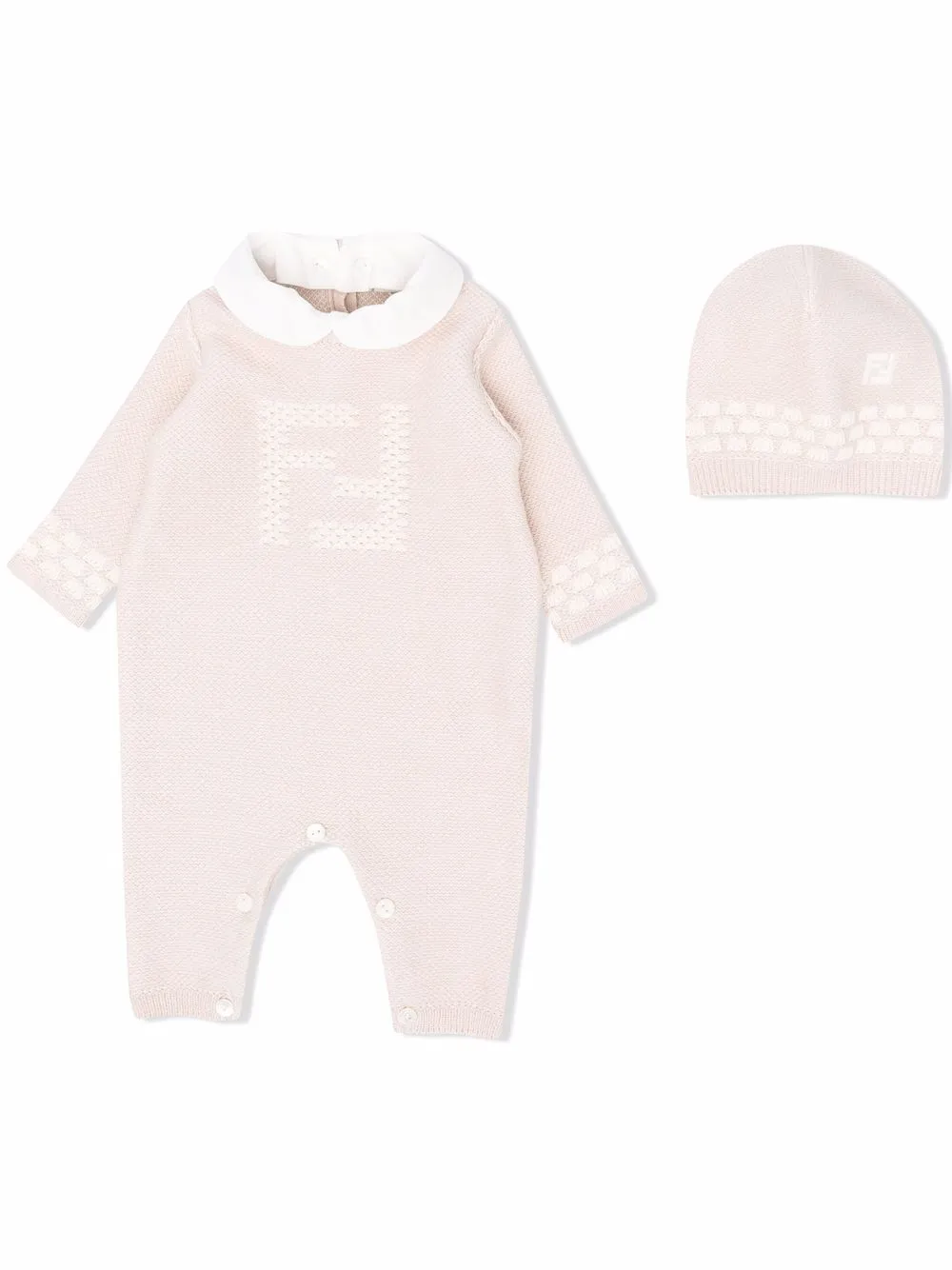 Комплект из ромпера и шапки с логотипом FF FENDI KIDS, нейтральный
Комплект из ромпера и шапки с логотипом FF FENDI KIDS, нейтральный