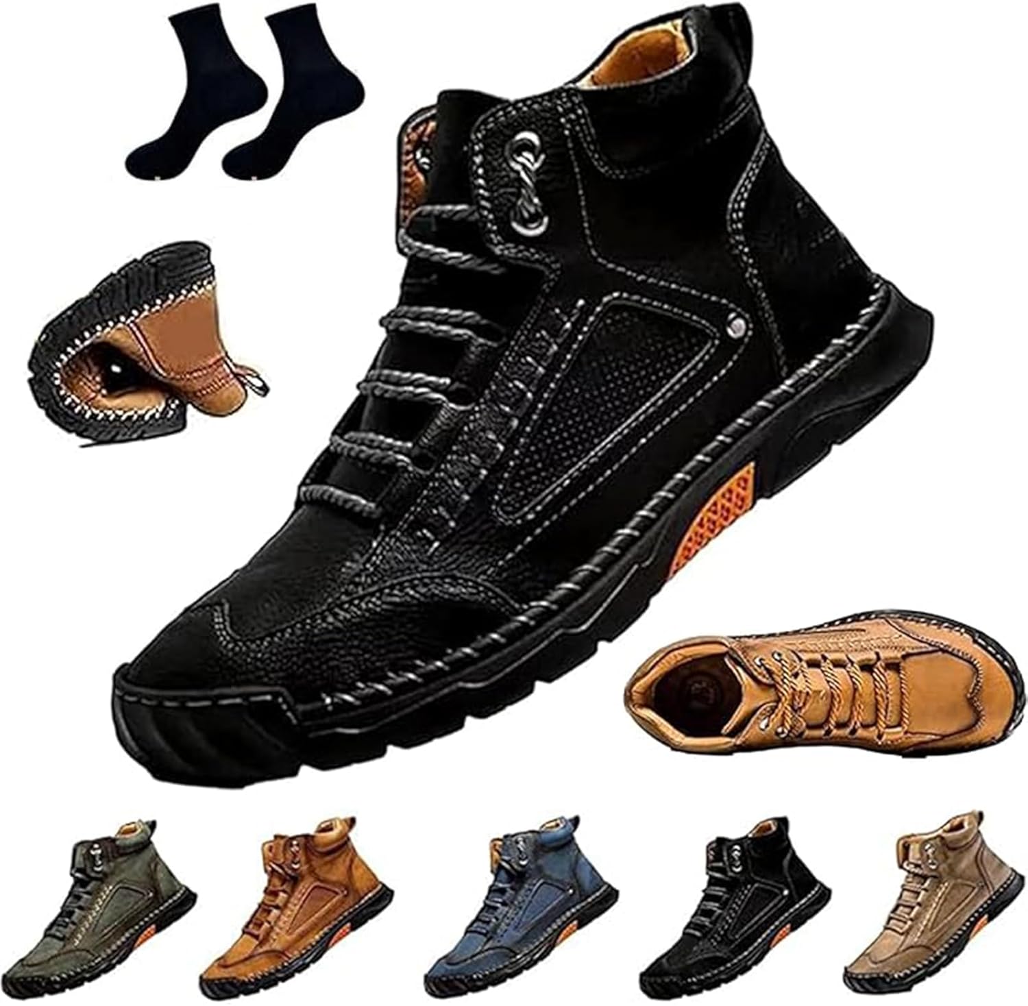 Мужские удобные кожаные ботинки GHTRHSB ручной работы - водонепроницаемые, с поддержкой свода стопы, снятием давления, просторным носком, для активного отдыха на открытом воздухе, противоскользящие походные и ботинки, черный
Мужские удобные кожаные ботинки GHTRHSB ручной работы - водонепроницаемые, с поддержкой свода стопы, снятием давления, просторным носком, для активного отдыха на открытом воздухе, противоскользящие походные и ботинки, черный