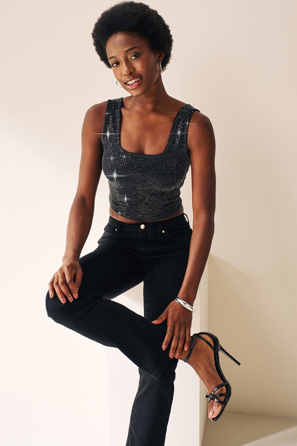 Футболка с пайетками Next, черный 
Футболка с пайетками Next, черный