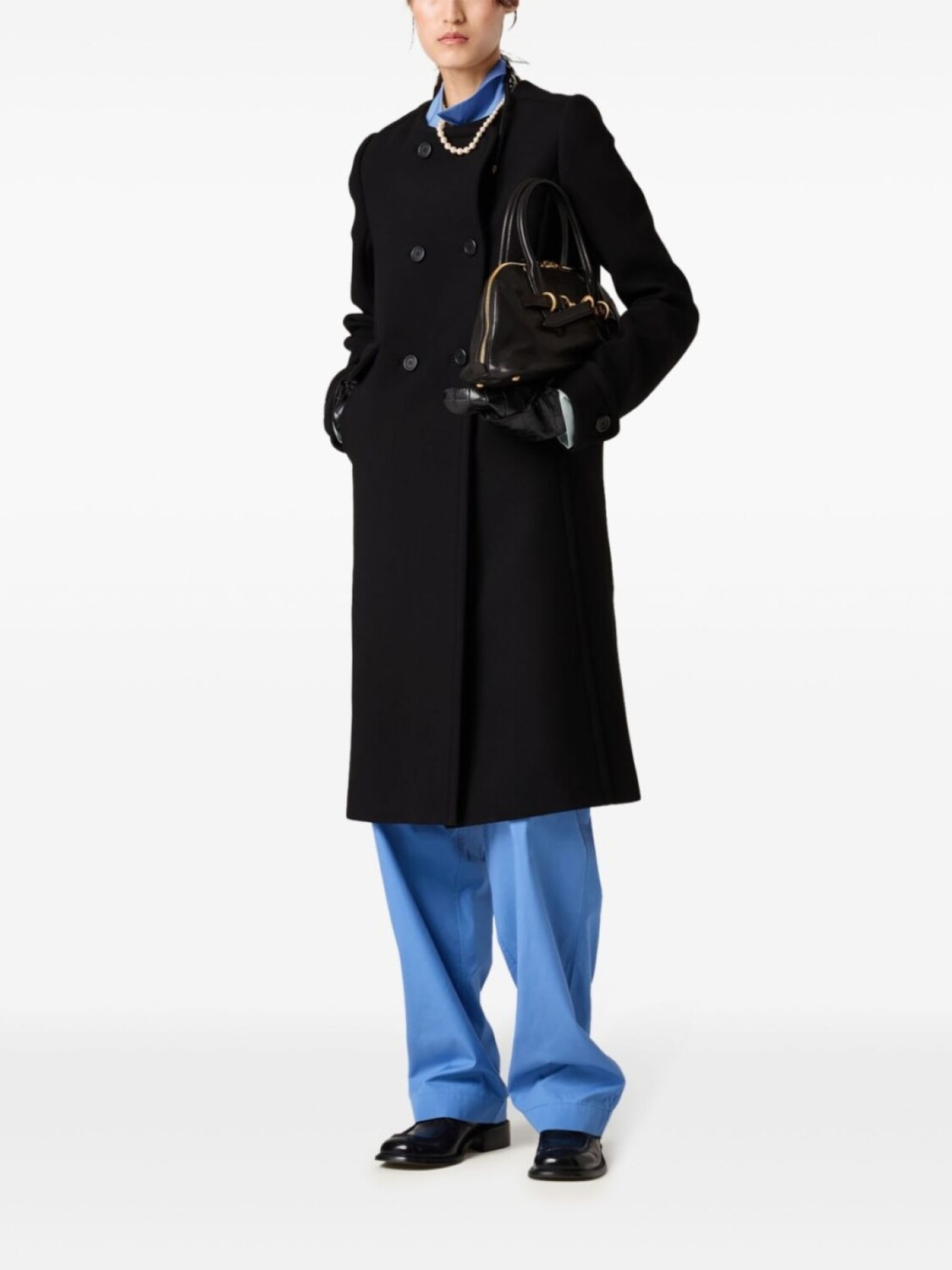 Miu Miu поплиновые брюки с вышитым логотипом, синий
Miu Miu поплиновые брюки с вышитым логотипом, синий