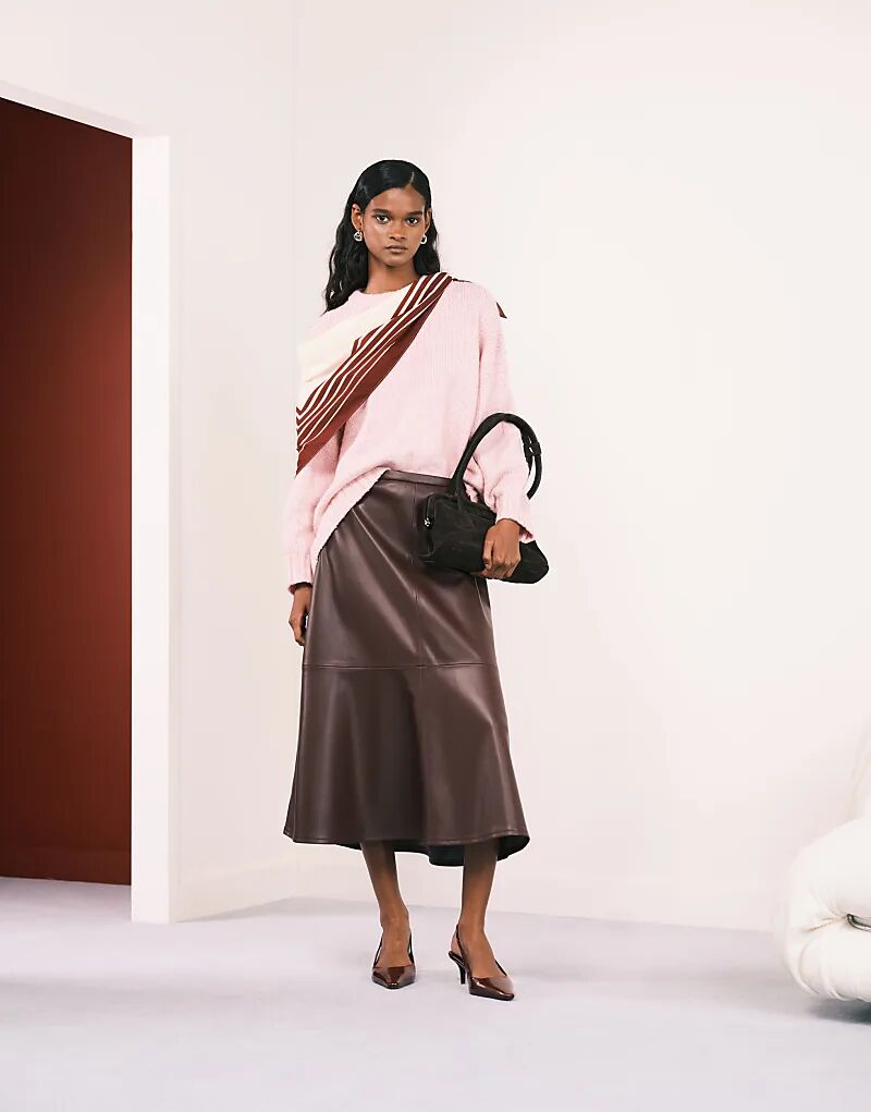 Юбка миди из искусственной кожи Mango бордового цвета
Юбка миди из искусственной кожи Mango бордового цвета