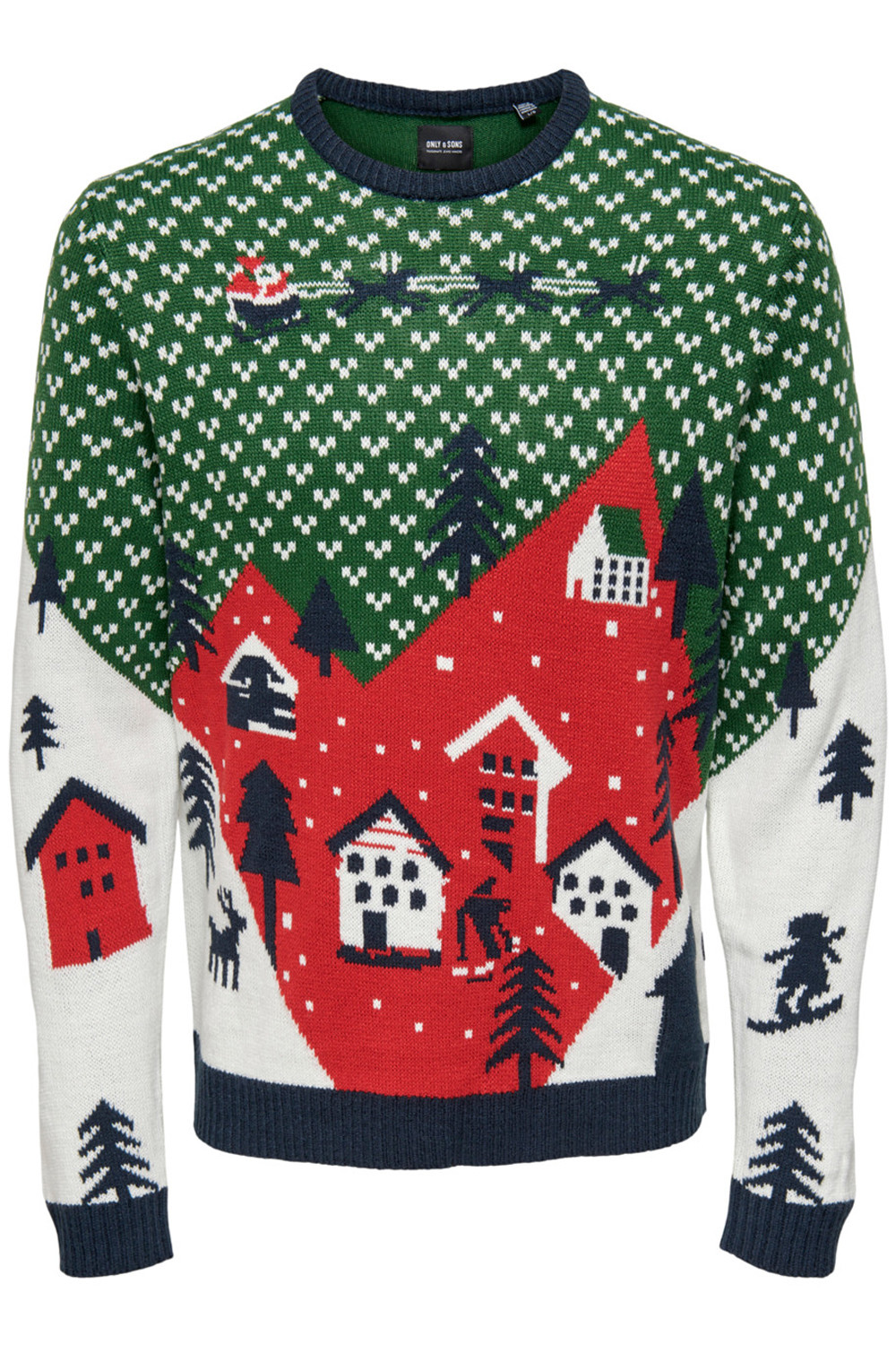 Свитер Only & Sons с рождественским рисунком, зеленый
Свитер Only & Sons с рождественским рисунком, зеленый