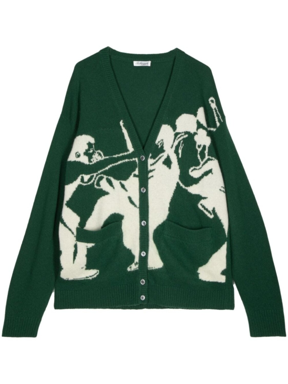 Leathersmith of London шерстяной кардиган вязки интарсия, зеленый 
Leathersmith of London шерстяной кардиган вязки интарсия, зеленый