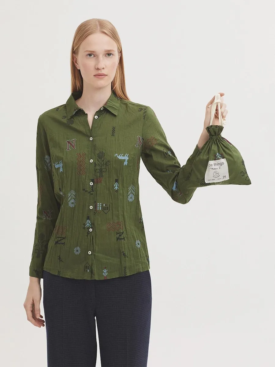 Женская хлопковая рубашка с принтом и эффектом помятости Nice Things, зеленый
Женская хлопковая рубашка с принтом и эффектом помятости Nice Things, зеленый