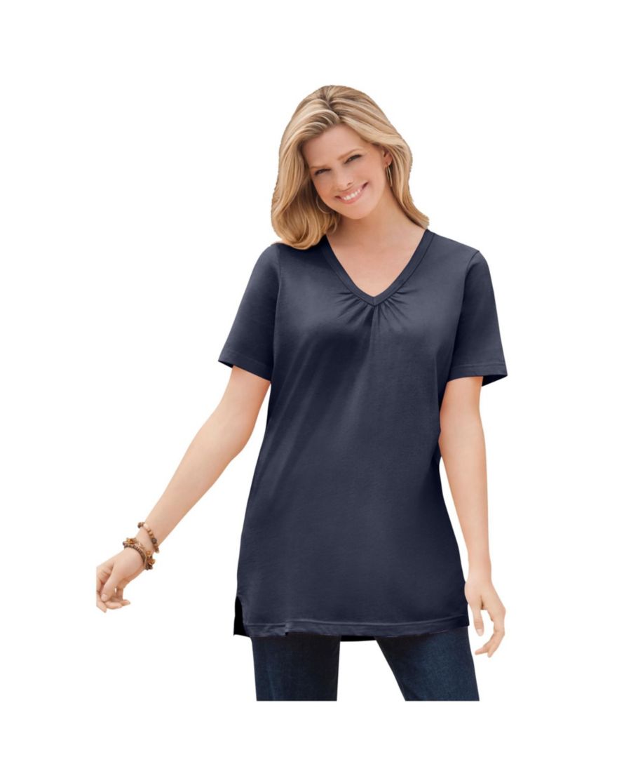 Туника с короткими рукавами и V-образным вырезом от Plus Size Within Perfect Woman Within, Navy
Туника с короткими рукавами и V-образным вырезом от Plus Size Within Perfect Woman Within, Navy