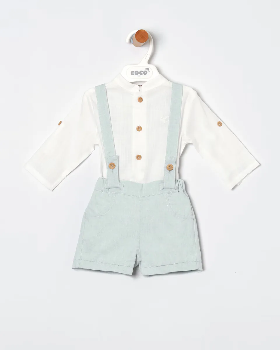 Комплект из рубашки и шорт из шамбре для мальчика с подтяжками Coco Acqua, бирюзовый
Комплект из рубашки и шорт из шамбре для мальчика с подтяжками Coco Acqua, бирюзовый