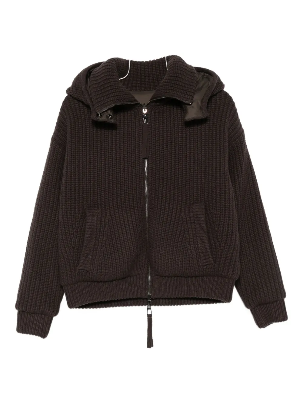 Ребристая трикотажная куртка с капюшоном P.A.R.O.S.H., коричневый
Ребристая трикотажная куртка с капюшоном P.A.R.O.S.H., коричневый