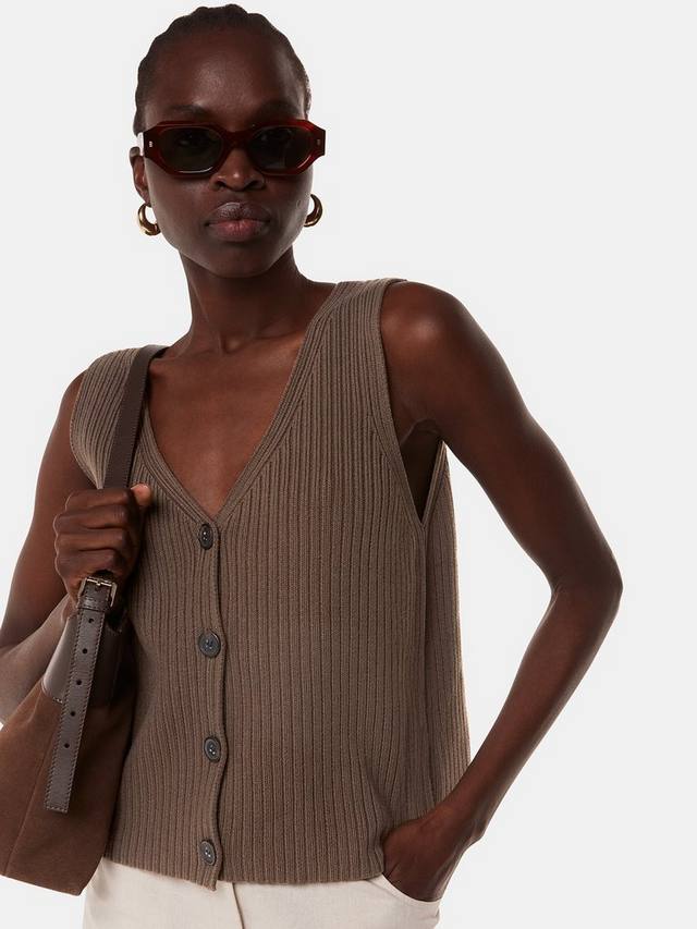 Хлопковая смесь кнопка спереди жилет топ Whistles, коричневый
Хлопковая смесь кнопка спереди жилет топ Whistles, коричневый
