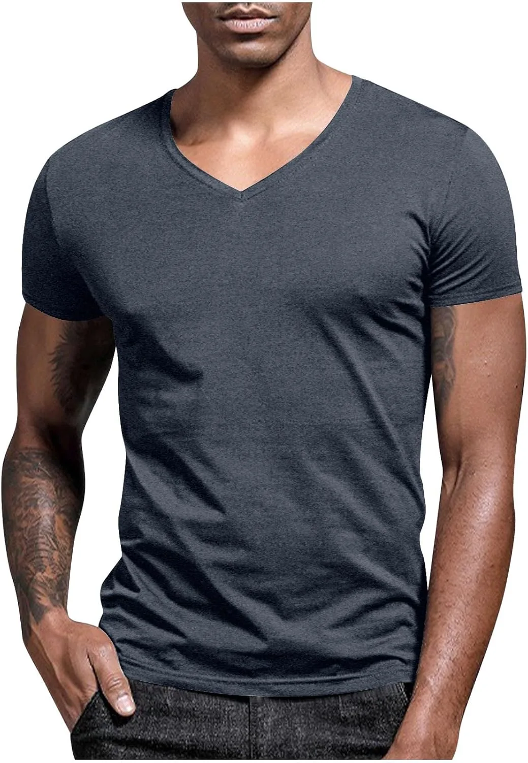 Мужская футболка с V-образным вырезом, короткий рукав, Casual, Stretchy, Lightweight
Мужская футболка с V-образным вырезом, короткий рукав, Casual, Stretchy, Lightweight