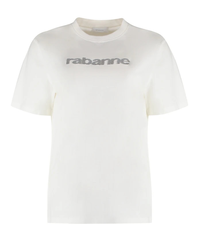 Ребристая хлопковая футболка с круглым вырезом Rabanne, белый
Ребристая хлопковая футболка с круглым вырезом Rabanne, белый