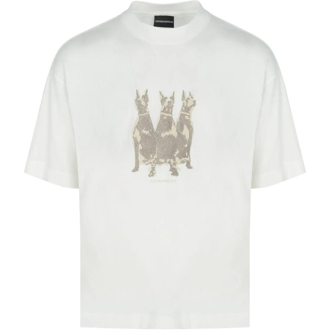 Футболка с вышивкой собаки EMPORIO ARMANI, белая
Футболка с вышивкой собаки EMPORIO ARMANI, белая