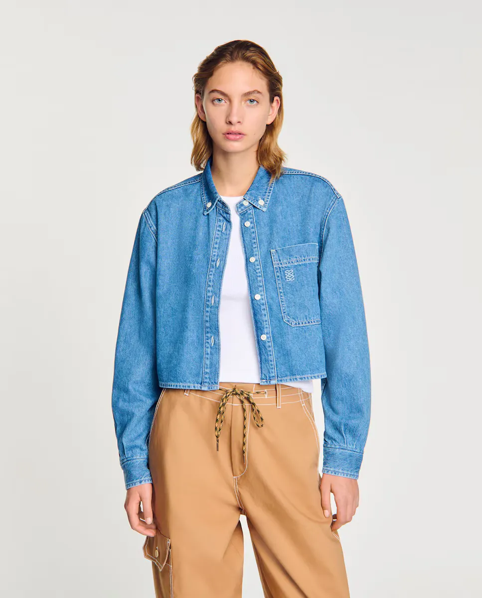 Женская короткая джинсовая рубашка Sandro, синий
Женская короткая джинсовая рубашка Sandro, синий