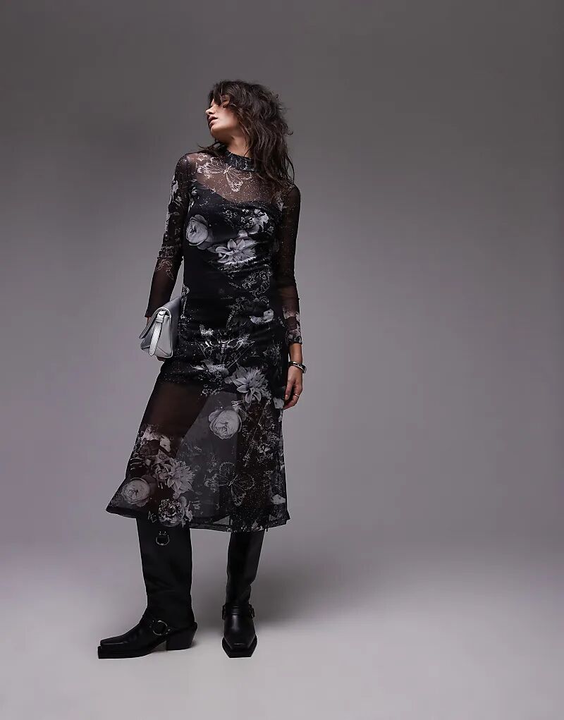 Платье-миди из сетки Hanna с черным принтом AllSaints
Платье-миди из сетки Hanna с черным принтом AllSaints