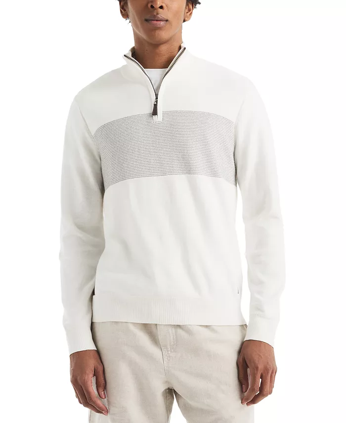 Мужской свитер с фактурным узором, цветными блоками и застежкой-молнией на четверть Nautica, белый
Мужской свитер с фактурным узором, цветными блоками и застежкой-молнией на четверть Nautica, белый