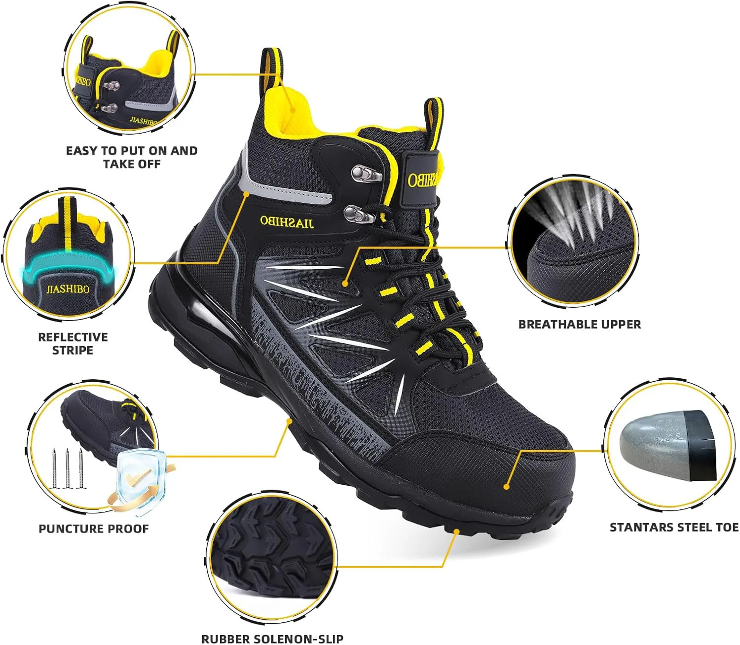 Мужские защитные ботинки с металлическим носком, устойчивые к проколам рабочие туфли, противоскользящие кожаные безопасные кроссовки, легкая, дышащая и комфортная промышленная обувь Blapek, желтый
Мужские защитные ботинки с металлическим носком, устойчивые к проколам рабочие туфли, противоскользящие кожаные безопасные кроссовки, легкая, дышащая и комфортная промышленная обувь Blapek, желтый