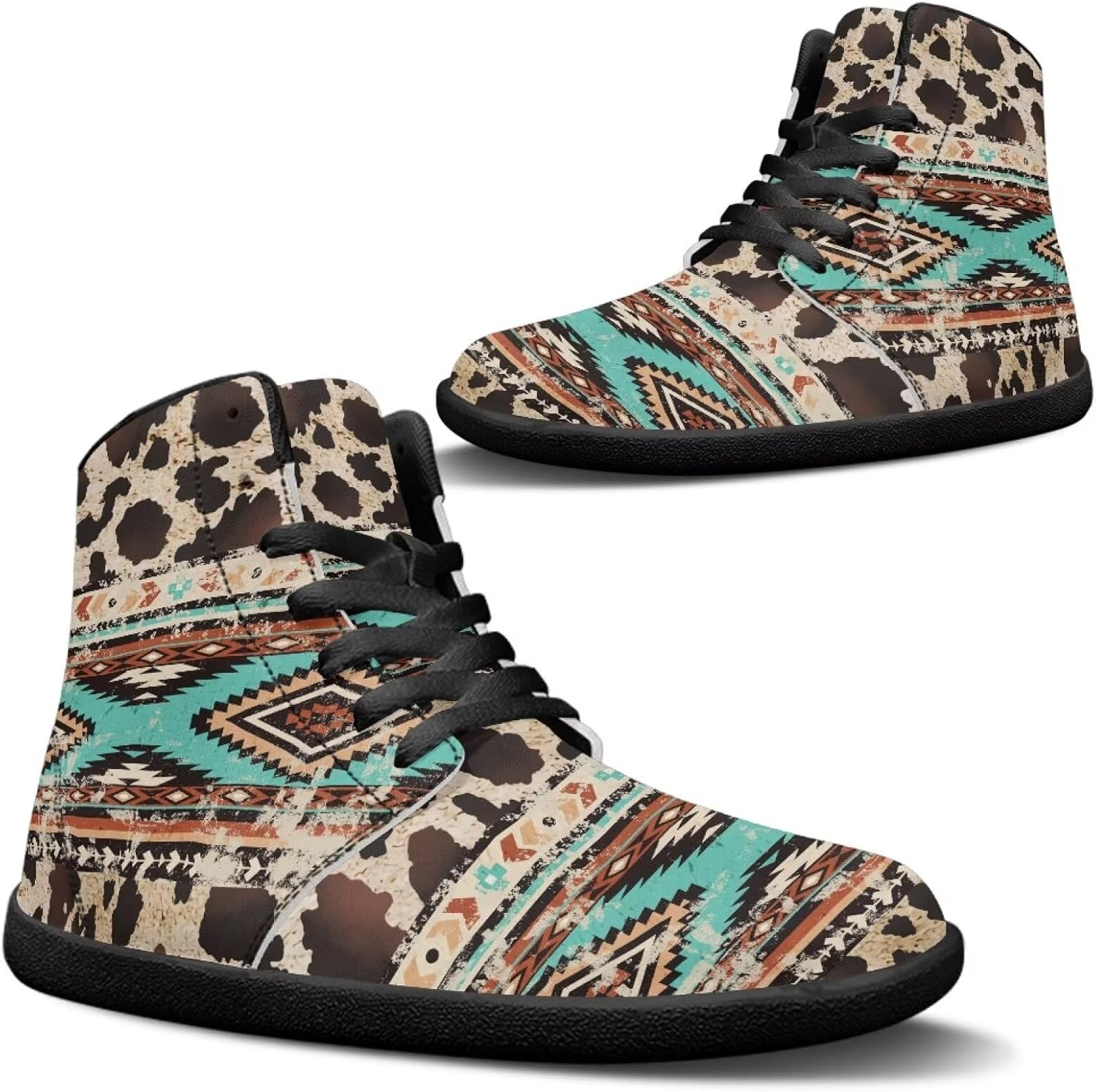 Унисекс высокие кеды из ПУ-кожи для повседневной носки, шнуровка, нескользящие, стиль barefoot Goronwyfloyd, Aztec Tribal Cow Stripes
Унисекс высокие кеды из ПУ-кожи для повседневной носки, шнуровка, нескользящие, стиль barefoot Goronwyfloyd, Aztec Tribal Cow Stripes