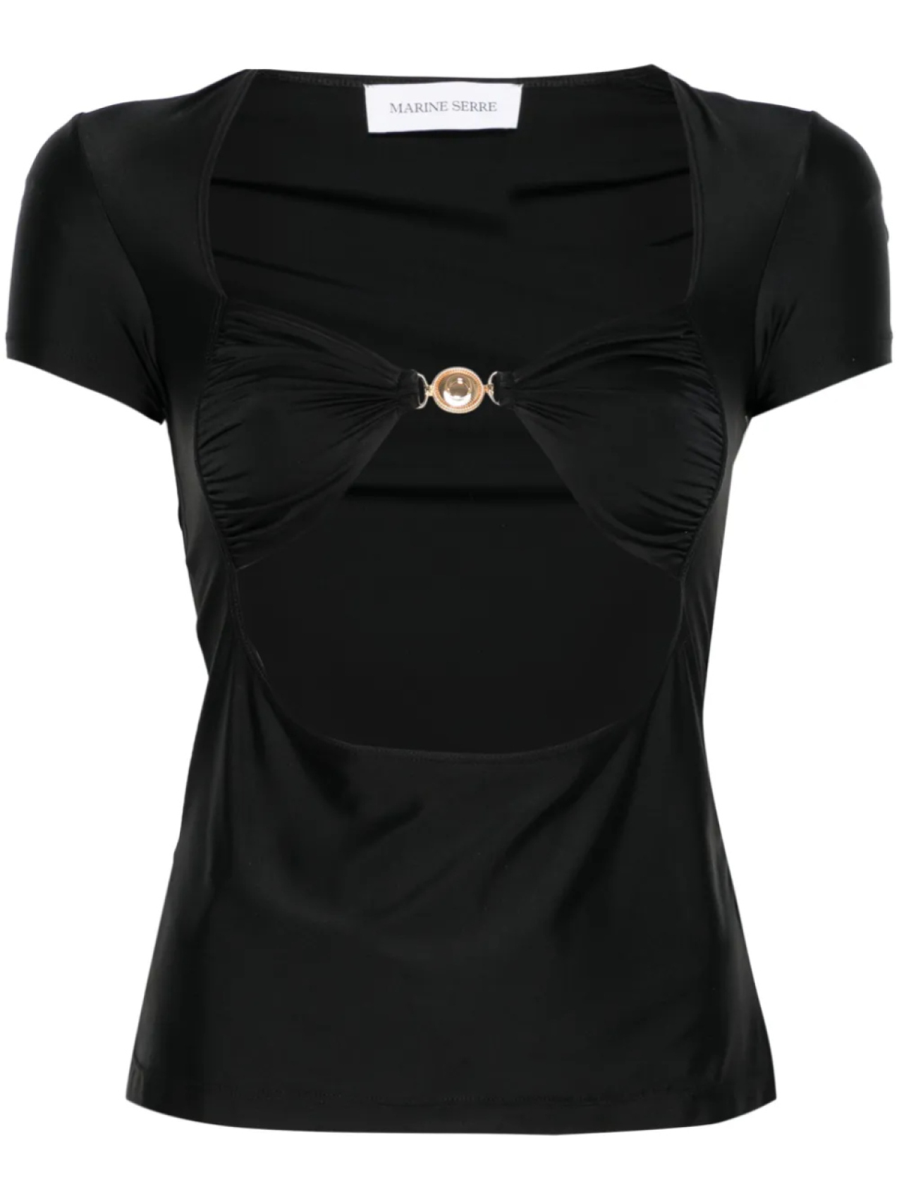 Marine Serre топ из джерси с драпировкой, черный
Marine Serre топ из джерси с драпировкой, черный