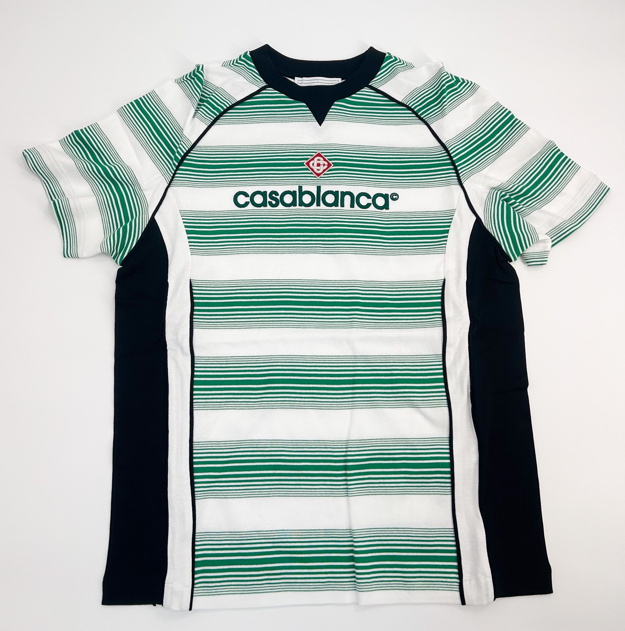 Футболка Casablanca Yarn Dyed Green с логотипом и полосками
Футболка Casablanca Yarn Dyed Green с логотипом и полосками