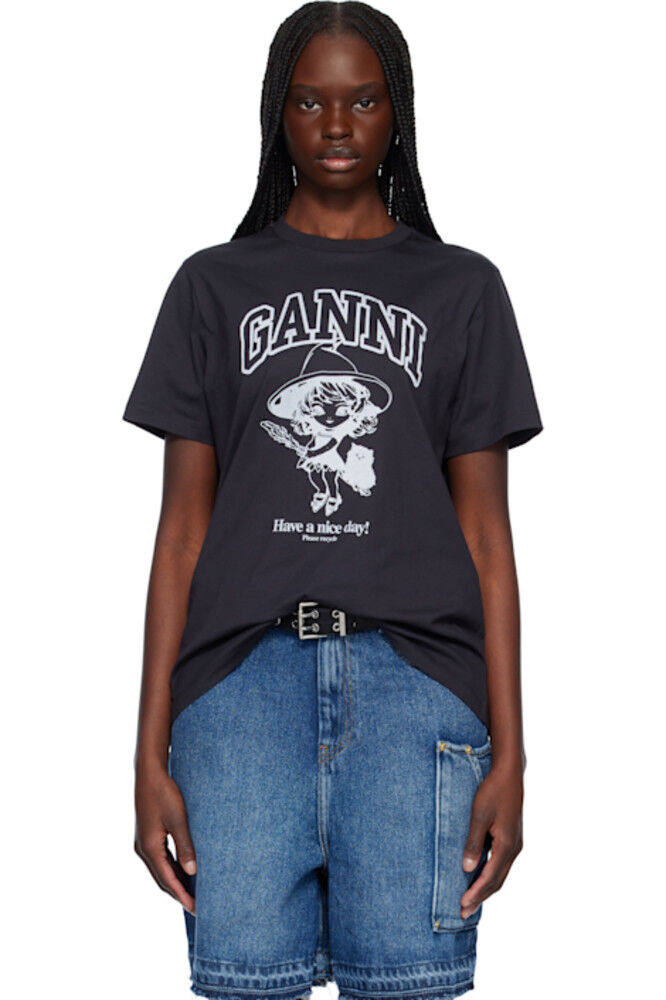 Черная базовая хлопковая футболка Witch Relaxed GANNI
Черная базовая хлопковая футболка Witch Relaxed GANNI