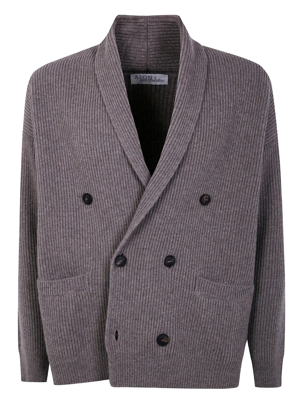 Двубортный кардиган в рубчик AION, серый
Двубортный кардиган в рубчик AION, серый