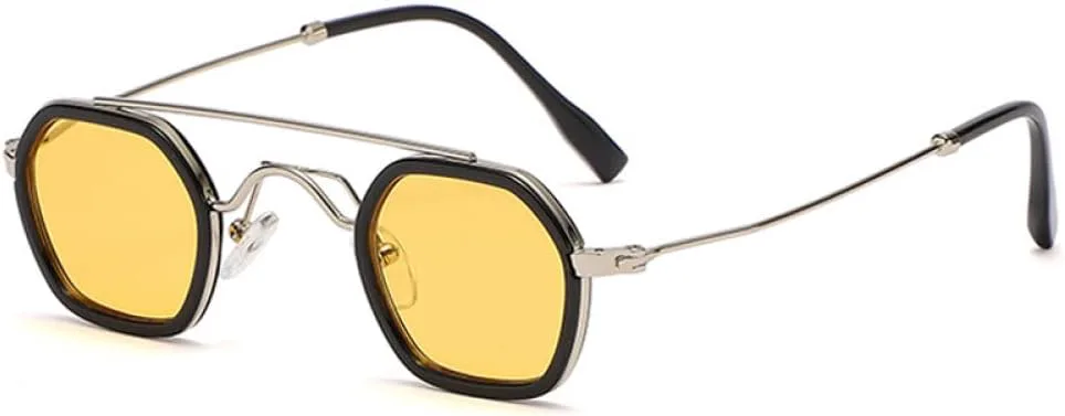 Ретро-многоугольные маленькие мужские солнцезащитные очки с металлическим двойным панк-эффектом, женские солнцезащитные очки UV400 LANGSER, Silver Yellow
Ретро-многоугольные маленькие мужские солнцезащитные очки с металлическим двойным панк-эффектом, женские солнцезащитные очки UV400 LANGSER, Silver Yellow