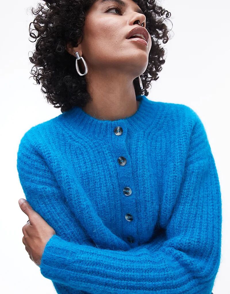 Кардиган премиум-класса из пушистой альпаки синего цвета Topshop
Кардиган премиум-класса из пушистой альпаки синего цвета Topshop