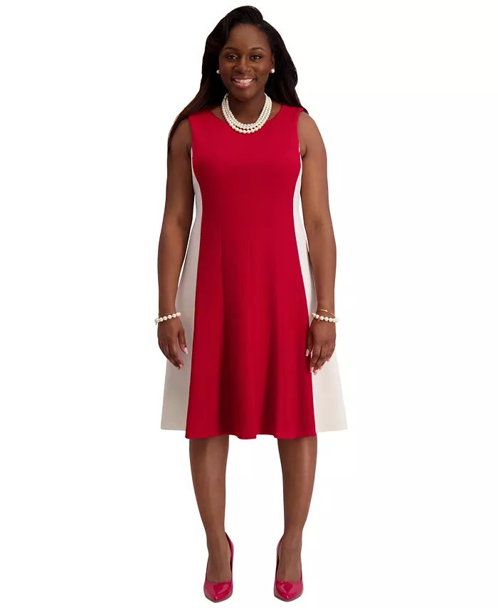 Женское платье без рукавов с рельефными швами Kasper, красный 
Женское платье без рукавов с рельефными швами Kasper, красный