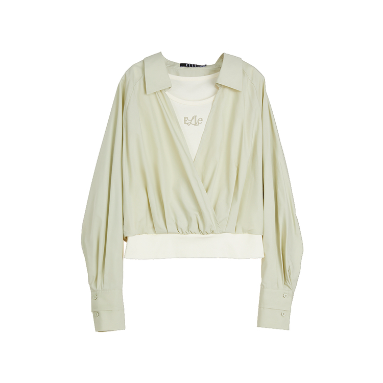 ELLE Рубашка женская светло-зеленая с лацканами, умеренного кроя
ELLE Рубашка женская светло-зеленая с лацканами, умеренного кроя