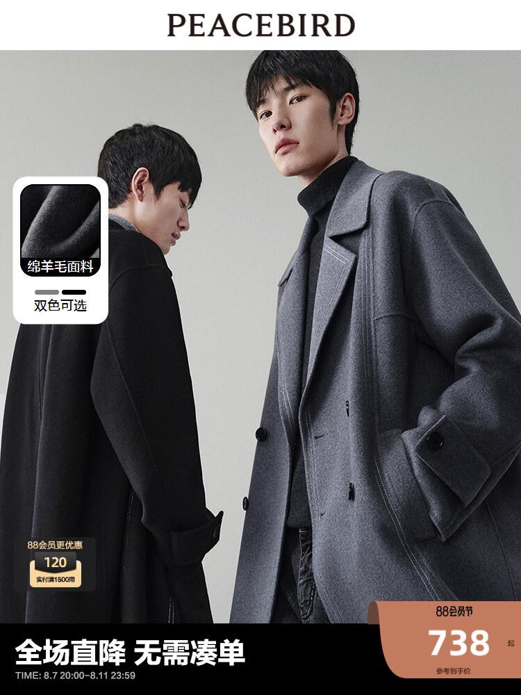 Мужское шерстяное пальто Peacebird с прострочкой, черный
Мужское шерстяное пальто Peacebird с прострочкой, черный