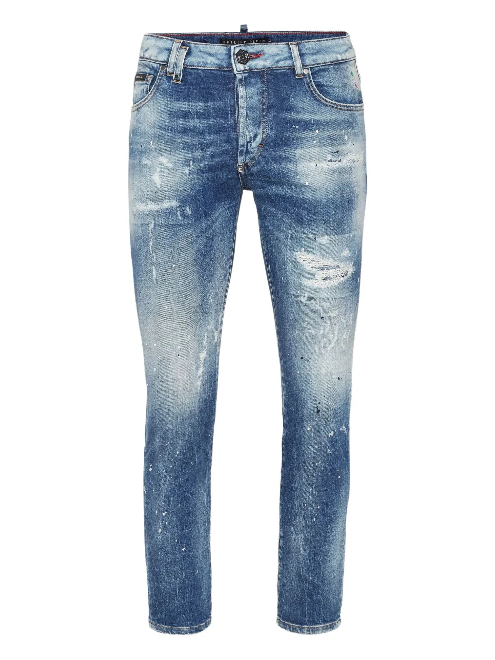Потертые джинсы с брызгами краски Philipp Plein, синий
Потертые джинсы с брызгами краски Philipp Plein, синий