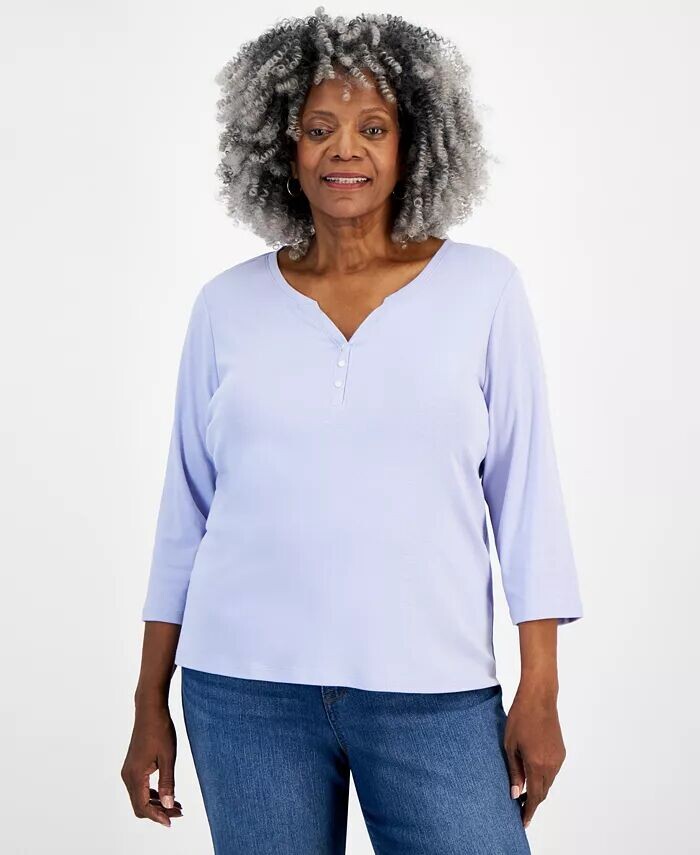 Хлопковый топ размера плюс с рукавом 3/4 Style & Co, фиолетовый
Хлопковый топ размера плюс с рукавом 3/4 Style & Co, фиолетовый