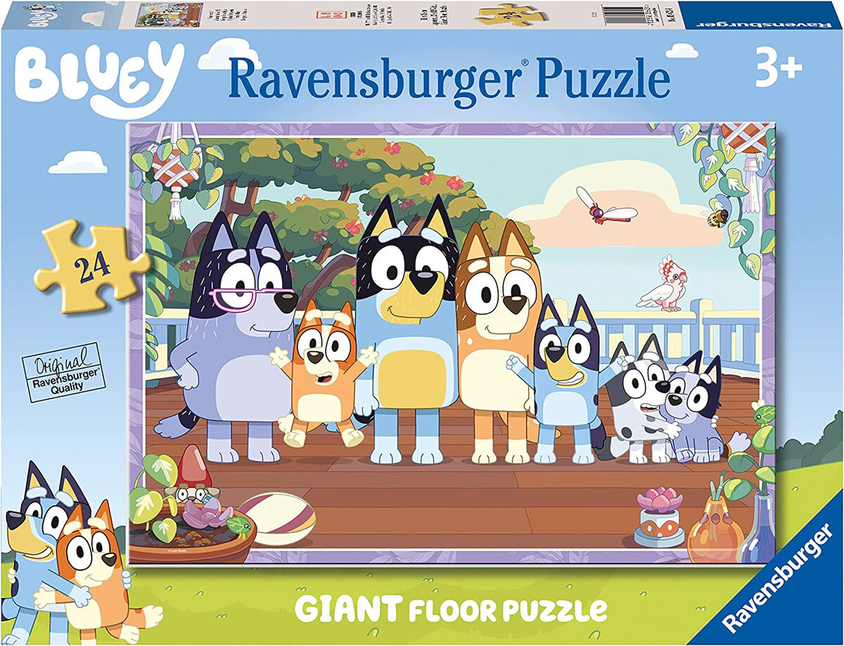 Ravensburger, Bluey, большой напольный пазл «Сказка», 24 детали.
Ravensburger, Bluey, большой напольный пазл «Сказка», 24 детали.