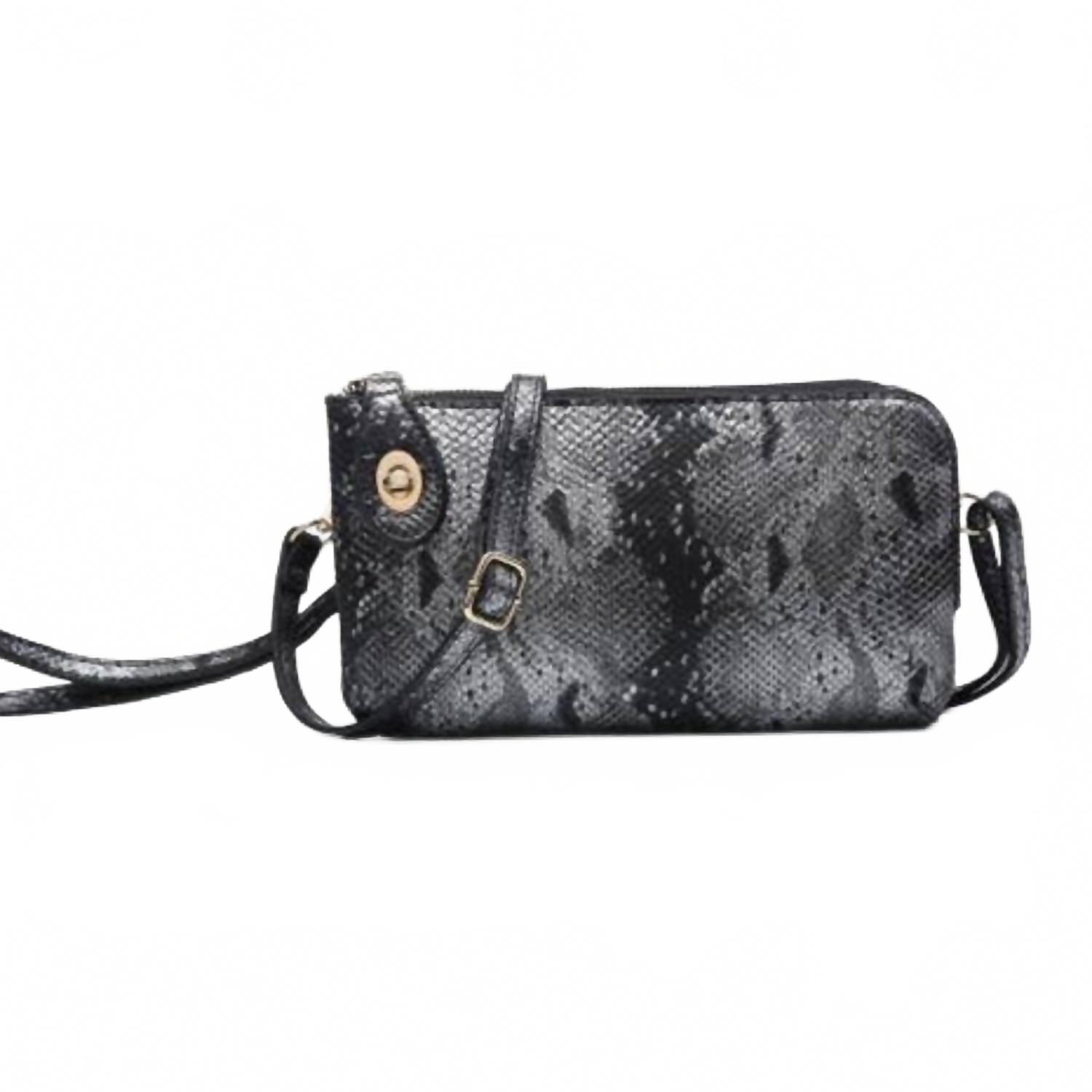 Python Print Twist Lock Clutch Crossbody Wristlet в сером цвете Jen & Co., Gunmetal
Python Print Twist Lock Clutch Crossbody Wristlet в сером цвете Jen & Co., Gunmetal