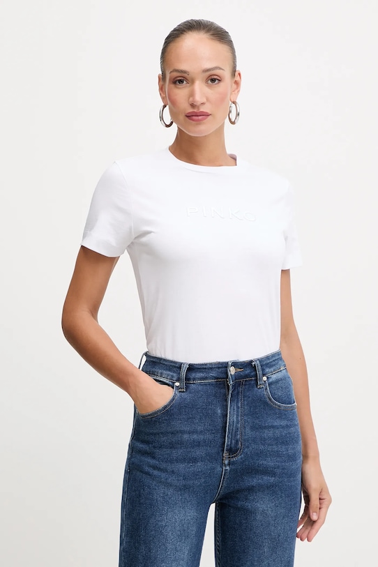 Хлопковая футболка Pinko, белый 
Хлопковая футболка Pinko, белый