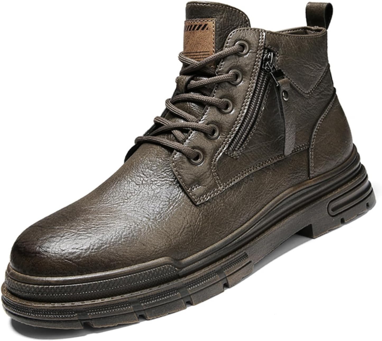 Мужские кожаные ботинки на щиколотку с боковой молнией, шнуровкой и толстой резиновой подошвой для активного отдыха, повседневной носки, работы и походов Kelibasi, коричневый
Мужские кожаные ботинки на щиколотку с боковой молнией, шнуровкой и толстой резиновой подошвой для активного отдыха, повседневной носки, работы и походов Kelibasi, коричневый