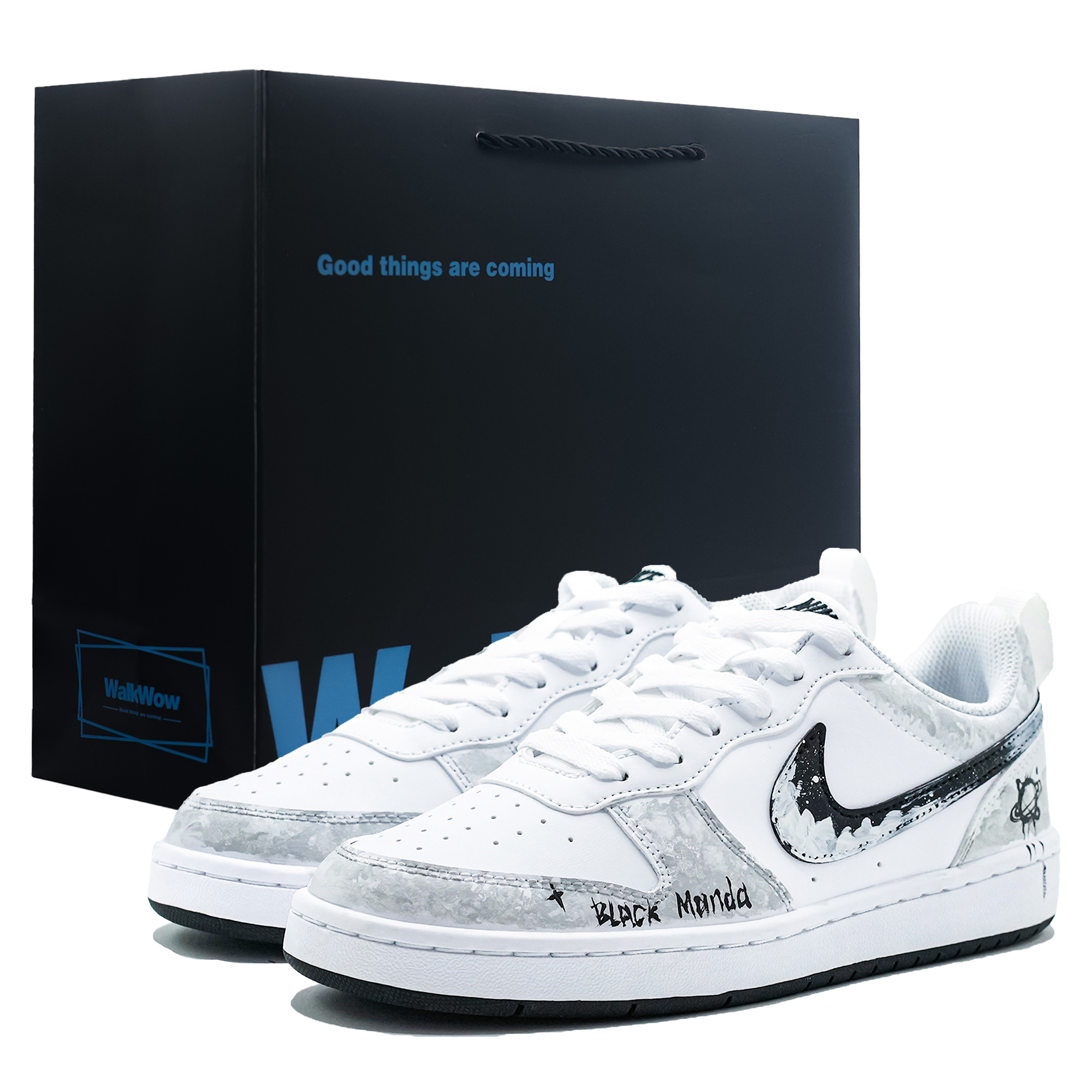 Кроссовки для скейтбординга Court Borough Ink Painting BAG низкие детские подростковые Nike, белый/серый 
Кроссовки для скейтбординга Court Borough Ink Painting BAG низкие детские подростковые Nike, белый/серый