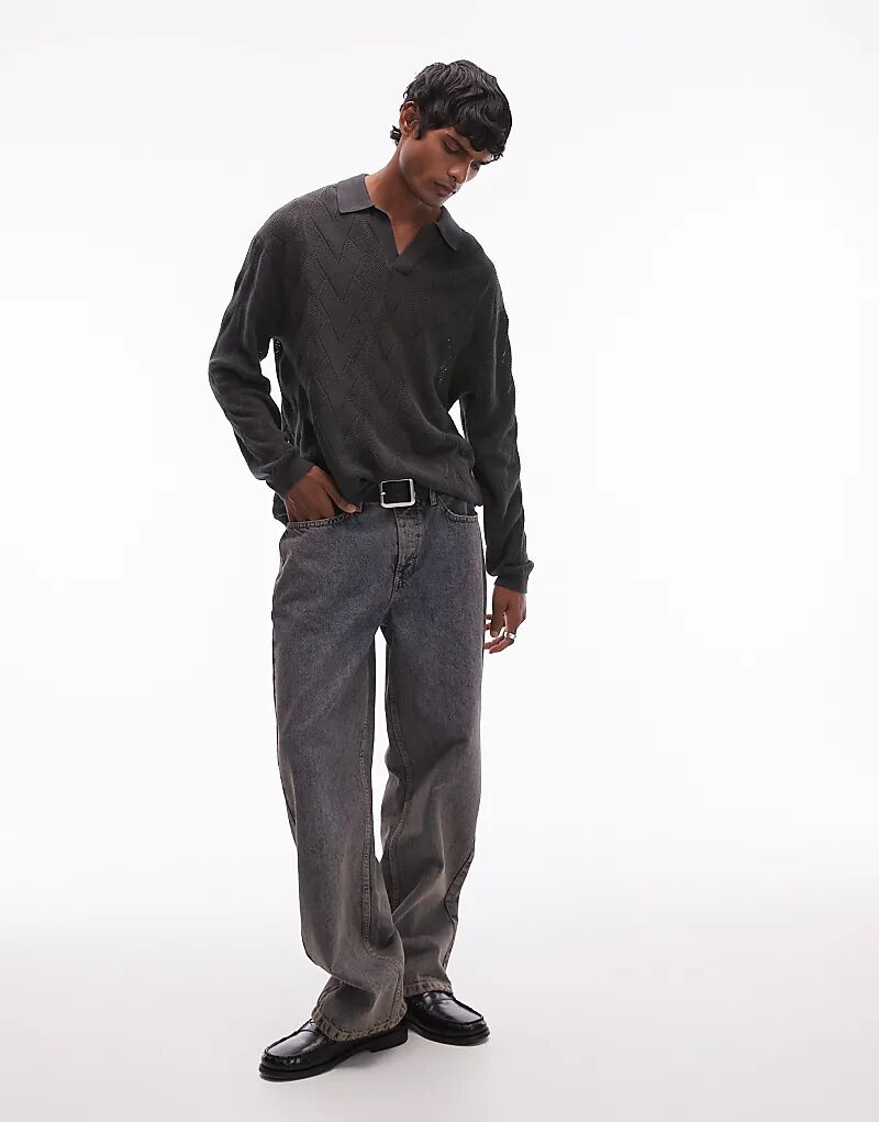 Поло с длинными рукавами и ромбовидным узором темно-серого цвета Topman
Поло с длинными рукавами и ромбовидным узором темно-серого цвета Topman