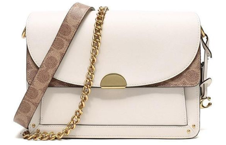 COACH Сумка через плечо с кожаной вставкой и цепочкой
COACH Сумка через плечо с кожаной вставкой и цепочкой