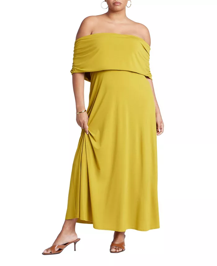 Женское платье макси с открытыми плечами ELOQUII, зеленый
Женское платье макси с открытыми плечами ELOQUII, зеленый