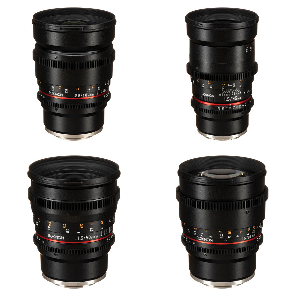 Комплект объективов Rokinon Cine DS 16, 35, 50, 85 мм для крепления Sony E
Комплект объективов Rokinon Cine DS 16, 35, 50, 85 мм для крепления Sony E
