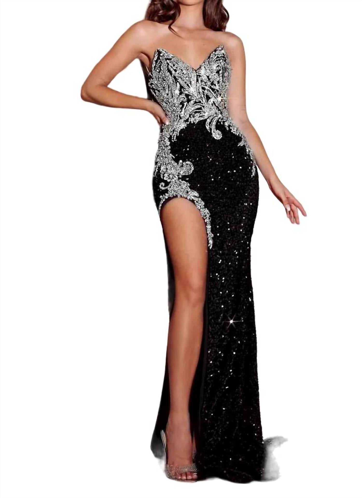 Платье макси с боковым разрезом черного цвета PORTIA&SCARLETT 
Платье макси с боковым разрезом черного цвета PORTIA&SCARLETT