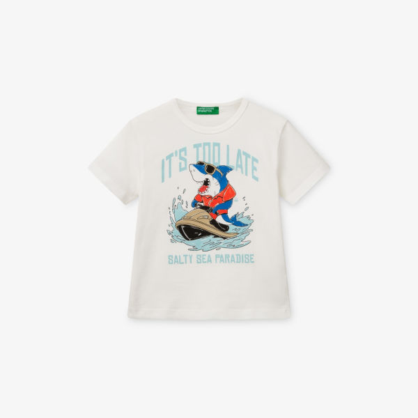 Футболка Benetton с принтом и круглым вырезом, белый
Футболка Benetton с принтом и круглым вырезом, белый