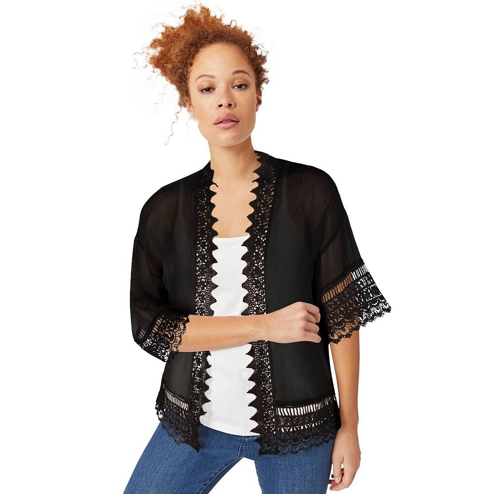 Женский кардиган-кимоно Ellos больших размеров с прозрачной кружевной отделкой, черный
Женский кардиган-кимоно Ellos больших размеров с прозрачной кружевной отделкой, черный