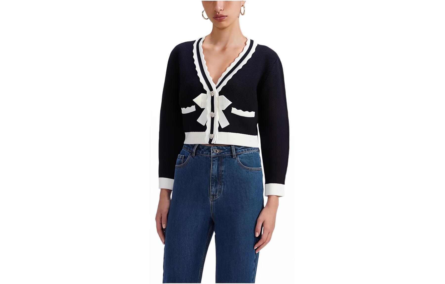 Self Portrait Вязаный свитер Женский Темно-синий
Self Portrait Вязаный свитер Женский Темно-синий