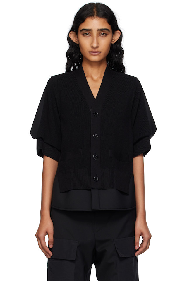 Кардиган из смесовой костюмной ткани вязка Sacai, черный
Кардиган из смесовой костюмной ткани вязка Sacai, черный