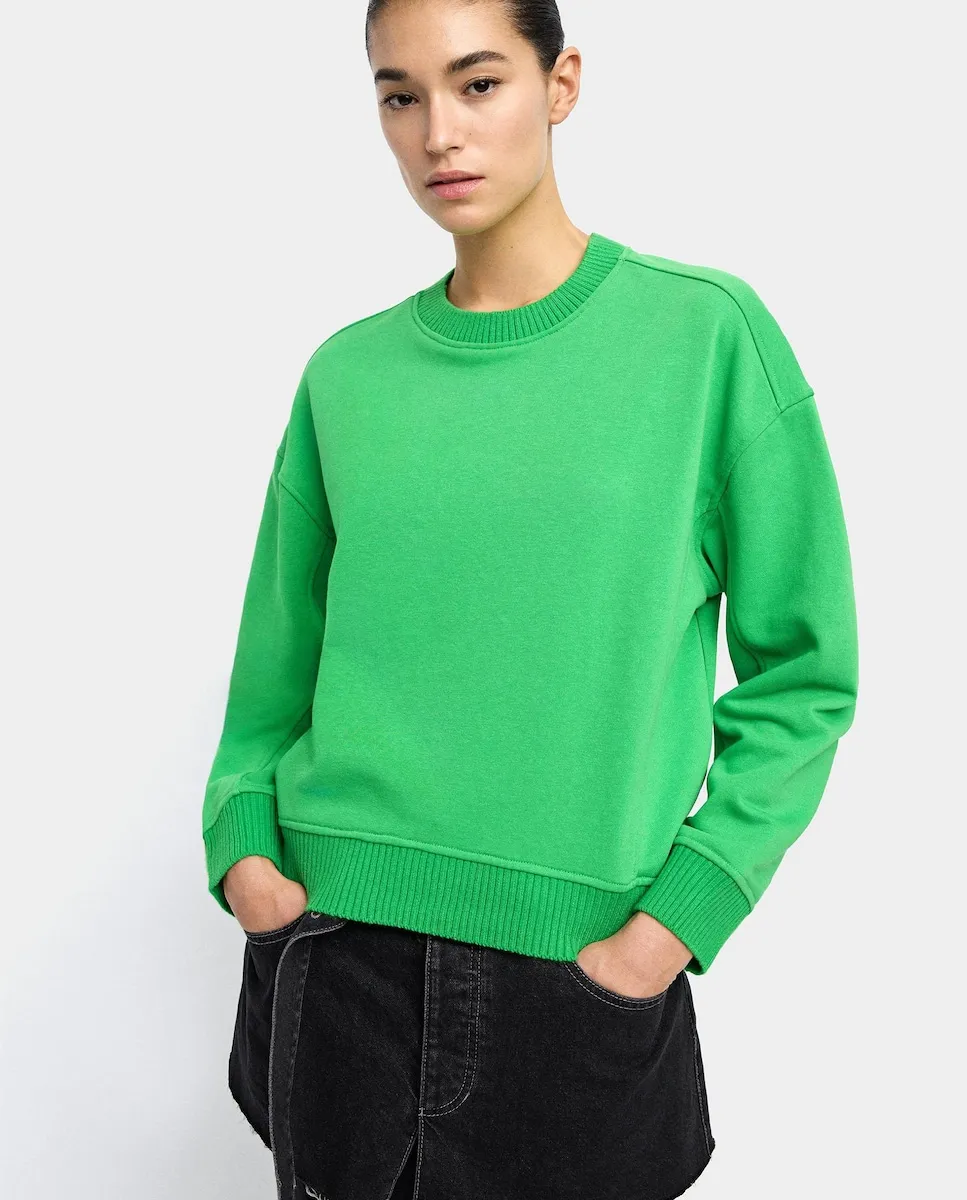 Женская толстовка без капюшона с ребристыми манжетами Parfois, зеленый
Женская толстовка без капюшона с ребристыми манжетами Parfois, зеленый