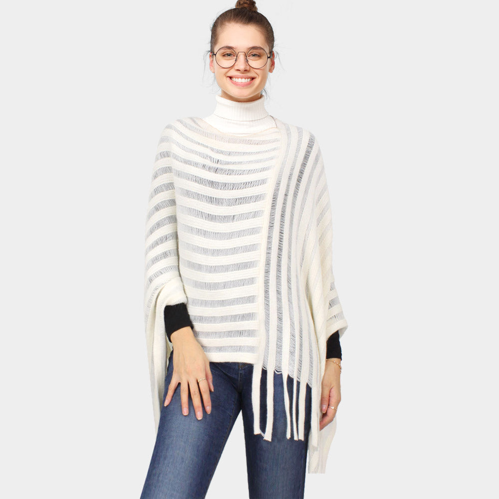 Полосатый вязаный пончо TRUEDAMES, слоновая кость
Полосатый вязаный пончо TRUEDAMES, слоновая кость