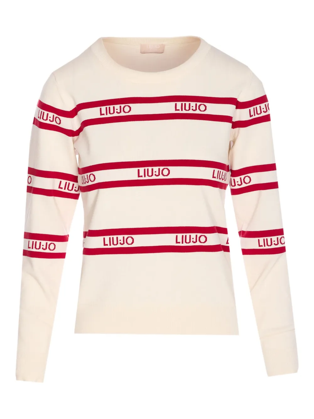 Полосатый свитер с логотипом и интарсией LIU JO, белый
Полосатый свитер с логотипом и интарсией LIU JO, белый
