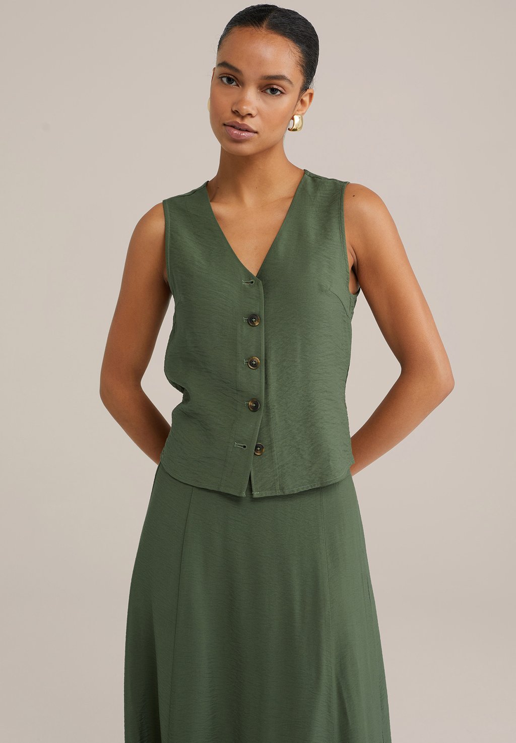 Жилет WE Fashion, темно-зеленый/меланж
Жилет WE Fashion, темно-зеленый/меланж