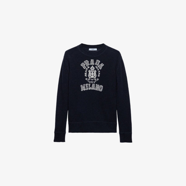 Джемпер Prada с интарсией логотипа, синий
Джемпер Prada с интарсией логотипа, синий